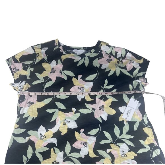 Liz Claiborne Blouse Women's Floral Print Short-Sleeve Top Black Size XL Tee NWT - Picture 5 of 8